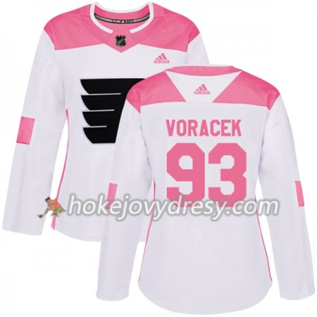 Dámské Hokejový Dres Philadelphia Flyers Jakub Voracek 93 Bílá 2017-2018 Adidas Růžová Fashion Authentic